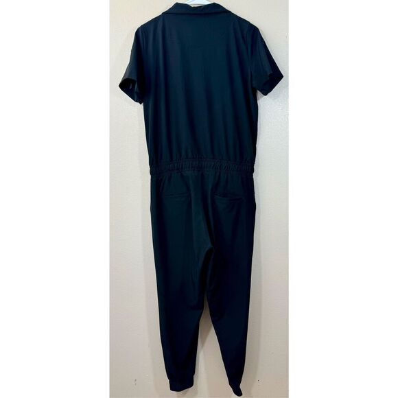 Albion Black Collar Roll Tab Short Sleeve Zipper Jogger Jumpsuit Women's M - Picture 6 of 13